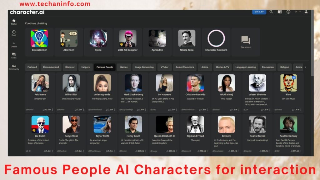 character ai beta famous personalities